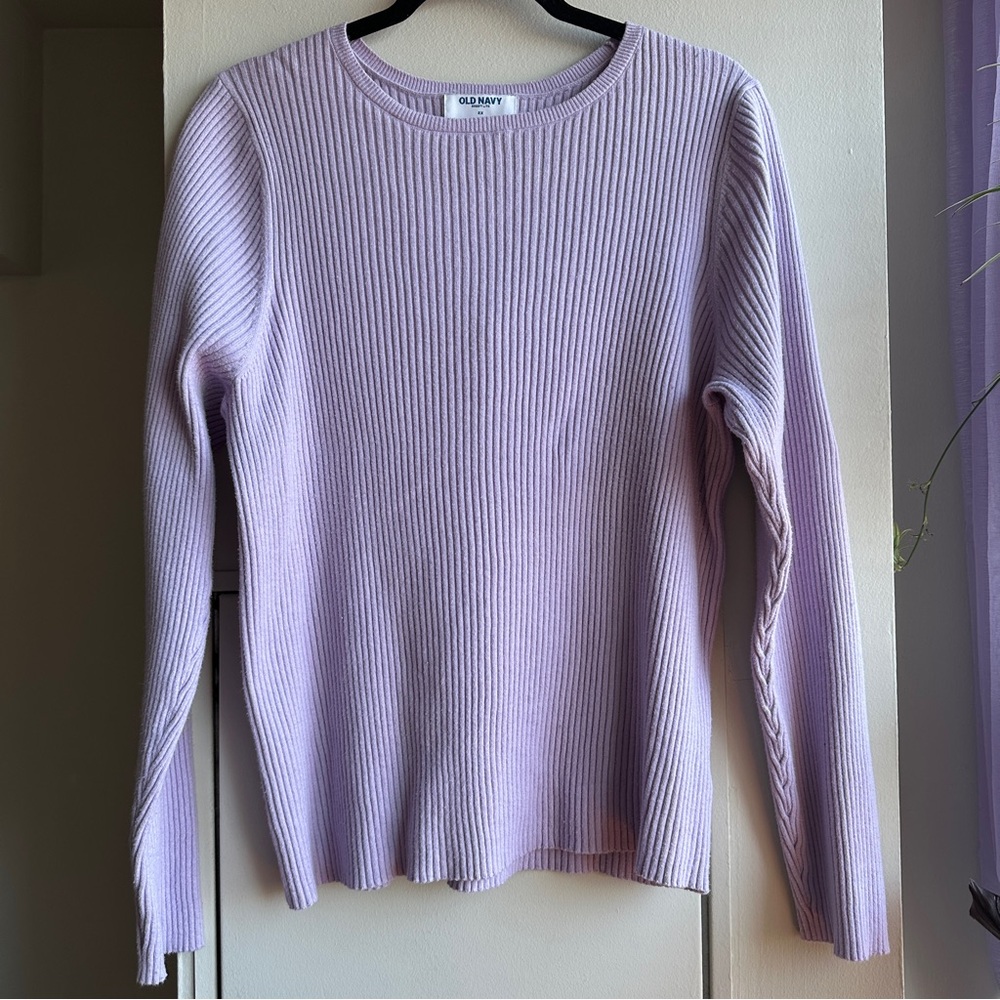Old Navy Ribbed Sweater – Crew Neck Lilac Long Sleeve
